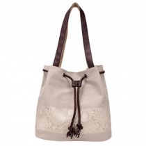 Womens Vintage Shoulder Bag Canvas Handbag Tote Bag Fashion Purse, Beige