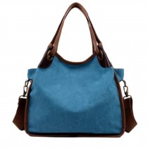 Large Capacity Canvas Shoulder Handbag Crossbody Bag Shopping Bag Tote Bag, Blue