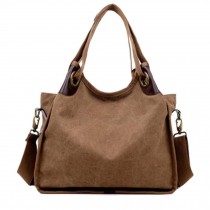 Large Capacity Canvas Shoulder Handbag Crossbody Bag Shopping Bag Tote Bag, Brown
