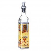 Beautiful Painted Glass Oil & Vinegar Bottle Oil Container Oil Dispenser, E