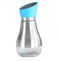 Stainless Steel Household Glass Oil Jar Oil & Vinegar Bottle Cruet, Blue
