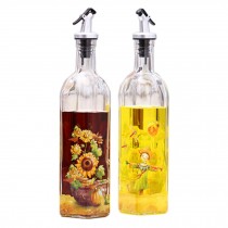 2PCS Beautiful Glass Cruet Oil Bottle Vinegar Bottle Oil Container, NO.3