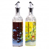 2PCS Beautiful Glass Oil Container Cruet Oil Bottle Vinegar Bottle, NO.4