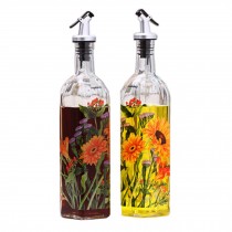 2PCS Beautiful Glass Oil Container Vinegar Bottle Cruet Oil Bottle, NO.5