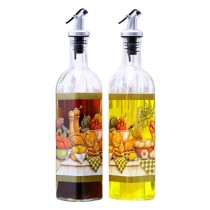2PCS Beautiful Glass Oil Container Oil Bottle Cruet Vinegar Bottle, NO.7