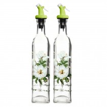 2PCS Flower Oil Dispenser Vinegar Bottle Oil Jar Glass Bottle, NO.18