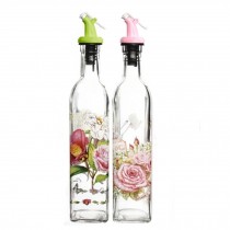 2PCS Flower Glass Bottle Oil Jar Oil Dispenser Vinegar Bottle, NO.20