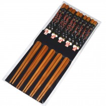Chinese Traditional Bamboo Chopsticks With Black Double Dragon Pattern
