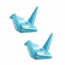 Set Of 4 Creative Ceramic Origami Chopsticks Holder Spoon Fork Holder,  Blue
