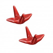 Set Of 4 Lovely Ceramic Origami Chopsticks Holder Spoon Fork Holder, Red