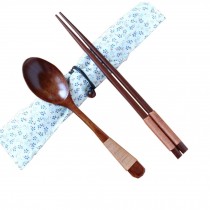 Portable Tavel Camping Spoon Chopsticks Tableware Utensil Set+bag,White/C