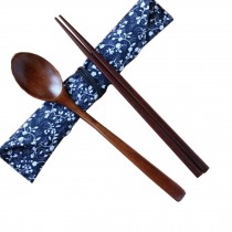 Portable Tavel Camping Spoon Chopsticks Tableware Utensil Set+bag,Blue/A