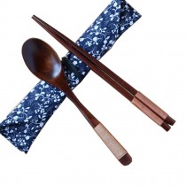 Portable Tavel Camping Spoon Chopsticks Tableware Utensil Set+bag,Blue/B