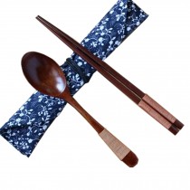 Portable Tavel Camping Spoon Chopsticks Tableware Utensil Set+bag,Blue/C