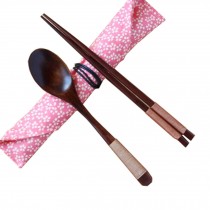 Portable Tavel Camping Spoon Chopsticks Tableware Utensil Set+bag,Pink/B
