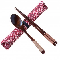 Portable Tavel Camping Spoon Chopsticks Tableware Utensil Set+bag,Red/B