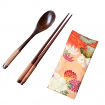 Portable Tavel Camping Spoon Chopsticks Tableware Utensil Set+bag,Orange