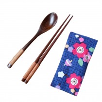 Portable Tavel Camping Spoon Chopsticks Tableware Utensil Set+bag,Blue
