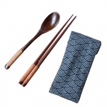 Portable Tavel Camping Spoon Chopsticks Tableware Utensil Set+bag,Black