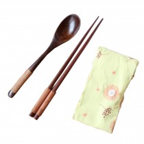 Portable Tavel Camping Spoon Chopsticks Tableware Utensil Set+bag,Green