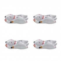 Set Of 4 Japanese Ceramic Lucky Cat Shaped Chopsticks  Spoons Forks Holders B