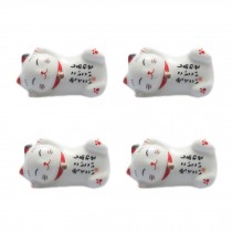 Set Of 4 Japanese Ceramic Lucky Cat Shaped Chopsticks  Spoons Forks Holders C