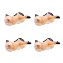 Set Of 4 Japanese Ceramic Lucky Cat Shaped Chopsticks  Spoons Forks Holders G