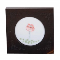Wood And Ceramic Coasters with a Holder, Bar Dinning Accessories??Lotus Root