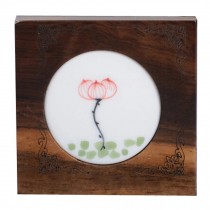 Wood And Ceramic Coasters with a Holder, Bar Dinning Accessories??Leafing