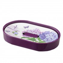 Beautiful Imitation Porcelain Elliptical Soap Holder Dishes With Flowers(Purple)