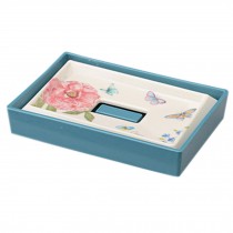 Imitation Porcelain Rectangular Soap Holder Dishes With Lovely Butterfly(Blue)