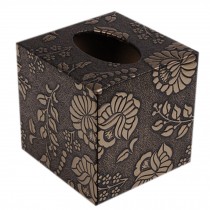 Square Elegant Tissue Box/Tissue Holders With Golden Flowers Carved Patterns