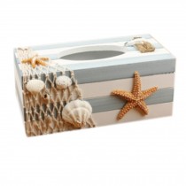 Mediterranean Style Wooden Tissue Box Paper Tissue Holder, Starfish