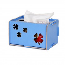 Creative Rectangle Wooden Tissue Holders Paper Napkin Box, Blue