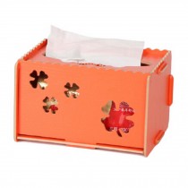 Creative Rectangle Wooden Tissue Holders Paper Napkin Box, Orange