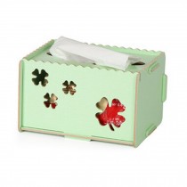 Creative Rectangle Wooden Tissue Holders Paper Napkin Box, Green