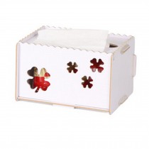 Creative Rectangle Wooden Tissue Holders Paper Napkin Box, White