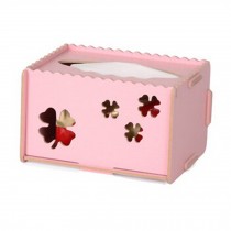 Creative Rectangle Wooden Tissue Holders Paper Napkin Box, Pink
