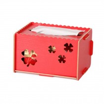 Creative Rectangle Wooden Tissue Holders Paper Napkin Box, Red