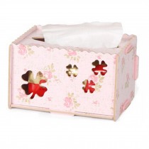 Creative Rectangle Wooden Tissue Holders Paper Napkin Box, Flower
