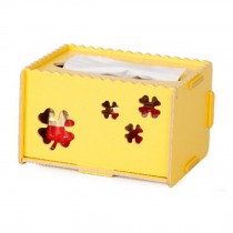 Creative Rectangle Wooden Tissue Holders Paper Napkin Box, Yellow