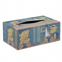 Cute Wooden Tissue Box Paper Tissue Holder Facial Tissues Container, Bear