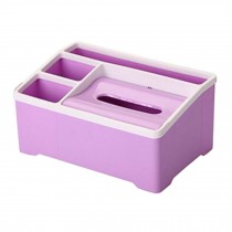 Multifuction Tissue Box Remote Control Holder Desk Organizer Home / Office, Purple