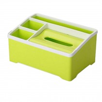 Multifuction Tissue Box Remote Control Holder Desk Organizer Home / Office, Green
