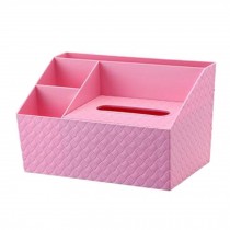 Multifuctional Tissue Box Storage Organizer Ipad Remote Control Holder, Pink