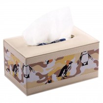 Simple Leather Tissue Box Car Living Room Household Napkin Tissue Boxes, Dream Penguin, Small