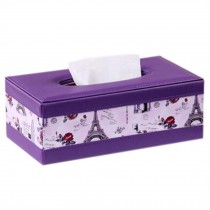 Simple Leather Tissue Box Car Living Room Household Napkin Tissue Boxes, Purple Romantic, Large