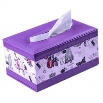 Simple Leather Tissue Box Car Living Room Household Napkin Tissue Boxes, Purple Romantic, Small