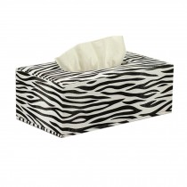 Leather Retro Style Tissue Holder Paper Box Rectangle-Zebra Stripe