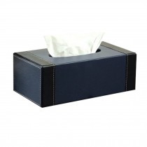 Leather Retro Tissue Holder Paper Box Rectangle-Black/Blue